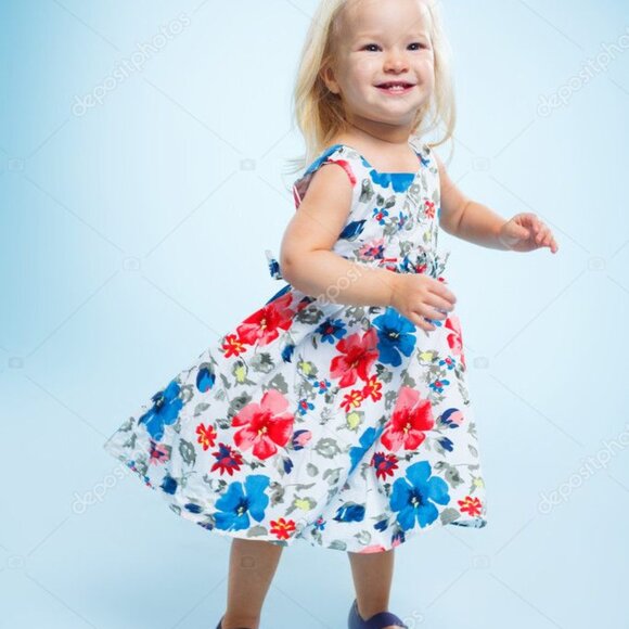 Cute Little Girls Floral Linen Cotton Tulle Tutu Dress - Picture 2 of 12